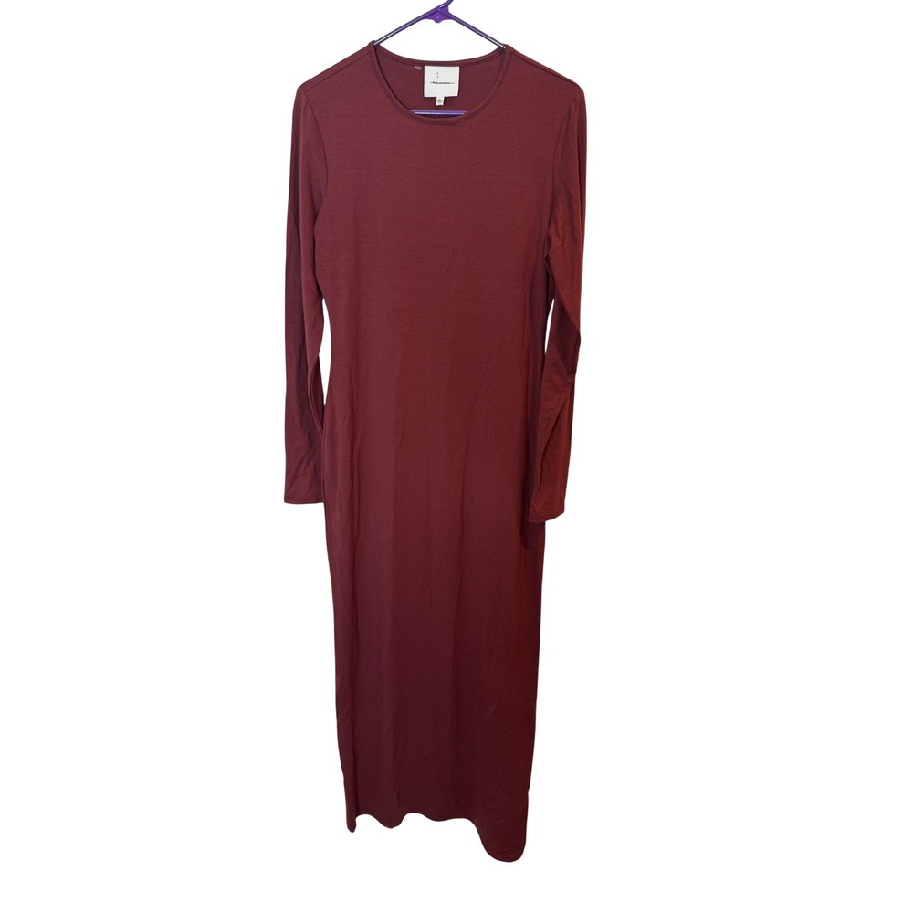Reformation Dress Womens Large Burgundy Long Sleeve Maxi Jersey Bodycon Made USA